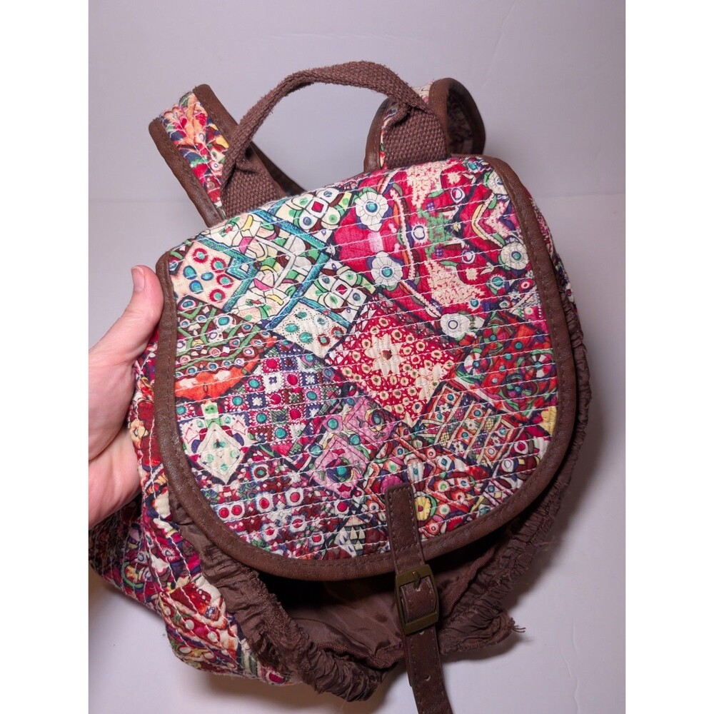 Mudd Vintage Backpack Pink/Brown/Blue/Orange with Cinch Buckle Drawstring - Picture 6 of 10